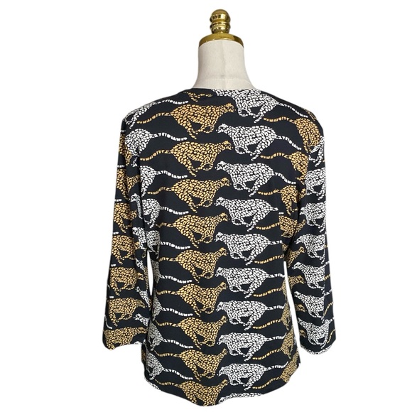 J. McLaughlin Women Catalina Cloth Stretch Knit Cheetah Print 3/4 Sleeve Top XL - Picture 4 of 7